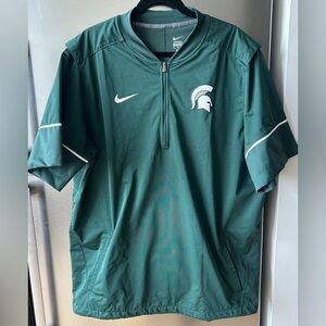 Nike Michigan State Spartans 1/4 Zip Jacket XL Green Athletic Windbreaker